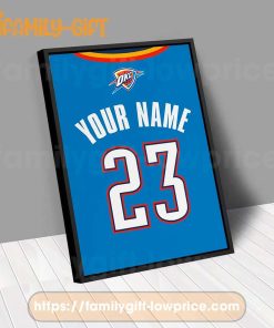 Personalize Your Oklahoma City Thunder Jersey NBA Poster with Custom Name and Number - Premium Poster for Room