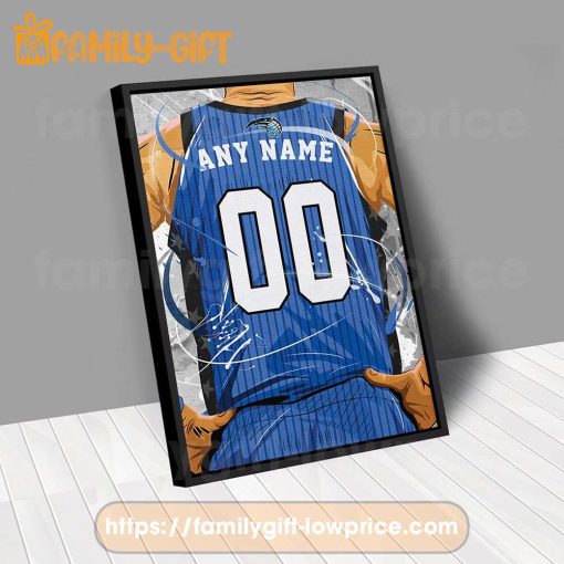 Personalize Your Orlando Magic Jersey NBA Poster with Custom Name and Number – Premium Poster for Room