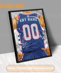 Personalize Your Philadelphia 76ers Jersey NBA Poster with Custom Name and Number - Premium Poster for Room
