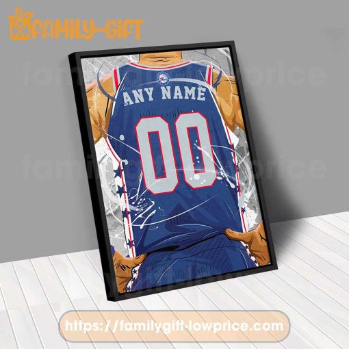 Personalize Your Philadelphia 76ers Jersey NBA Poster with Custom Name and Number – Premium Poster for Room