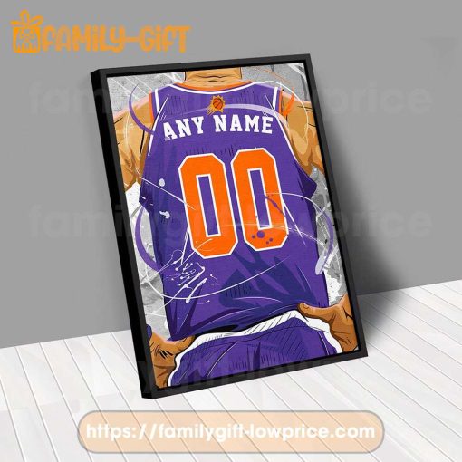 Personalize Your Phoenix Suns Jersey NBA Poster with Custom Name and Number – Premium Poster for Room