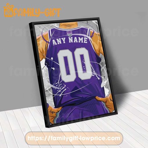 Personalize Your Sacramento Kings Jersey NBA Poster with Custom Name and Number – Premium Poster for Room