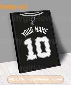 Personalize Your San Antonio Spurs Jersey NBA Poster with Custom Name and Number - Premium Poster for Room