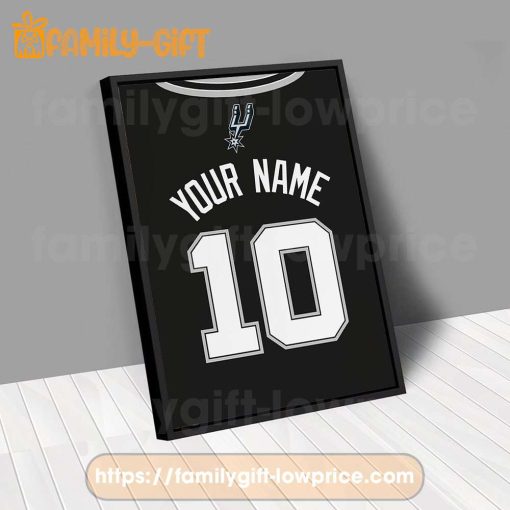 Personalize Your San Antonio Spurs Jersey NBA Poster with Custom Name and Number – Premium Poster for Room