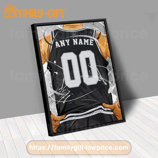 Personalize Your San Antonio Spurs Jersey NBA Poster with Custom Name and Number – Premium Poster for Room