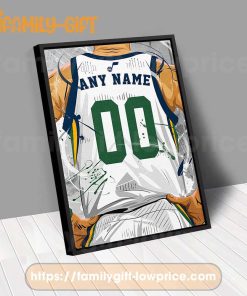 Personalize Your Utah Jazz Jersey NBA Poster with Custom Name and Number - Premium Poster for Room