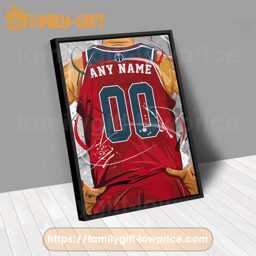 Personalize Your Washington Wizards Jersey NBA Poster with Custom Name and Number – Premium Poster for Room