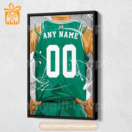Personalize Your Boston Celtics Jersey NBA Poster with Custom Name and Number – Premium Poster for Room