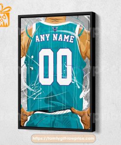 Personalize Your Charlotte Hornets Jersey NBA Poster with Custom Name and Number – Premium Poster for Room