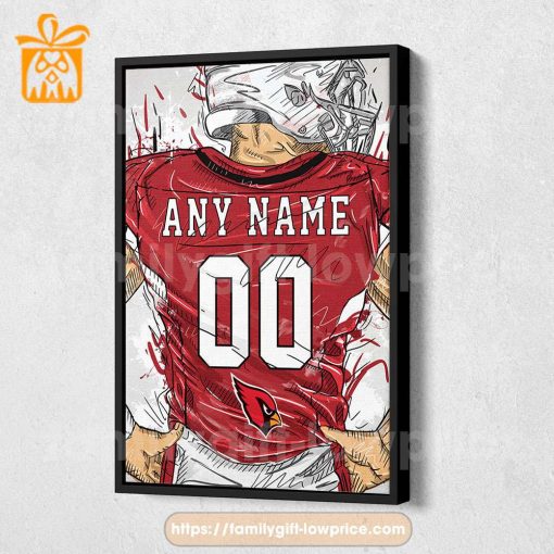 Personalize Your Arizona Cardinals Jersey NFL Poster with Custom Name and Number – Premium Poster for Room