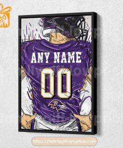 Personalize Your Baltimore Ravens Jersey NFL Poster with Custom Name and Number – Premium Poster for Room
