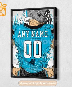 Personalize Your Carolina Panthers Jersey NFL Poster with Custom Name and Number - Premium Poster for Room