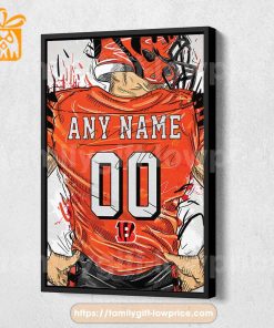 Personalize Your Cincinnati Bengals Jersey NFL Poster with Custom Name and Number - Premium Poster for Room