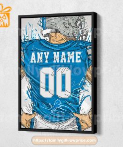 Personalize Your Detroit Lions Jersey NFL Poster with Custom Name and Number - Premium Poster for Room