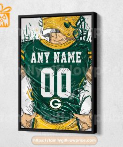 Personalize Your Green Bay Packers Jersey NFL Poster with Custom Name and Number – Premium Poster for Room