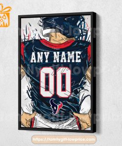 Personalize Your Houston Texans Jersey NFL Poster with Custom Name and Number - Premium Poster for Room