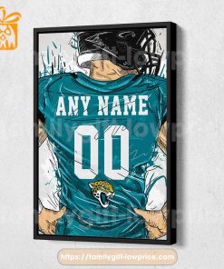 Personalize Your Jacksonville Jaguars Jersey NFL Poster with Custom Name and Number - Premium Poster for Room