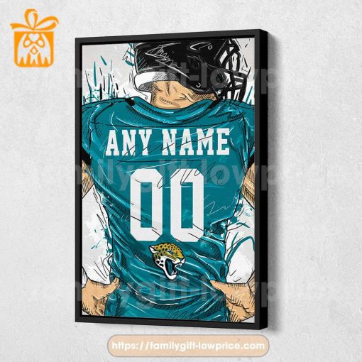 Personalize Your Jacksonville Jaguars Jersey NFL Poster with Custom Name and Number – Premium Poster for Room