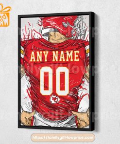 Personalize Your Kansas City Chiefs Jersey NFL Poster with Custom Name and Number – Premium Poster for Room