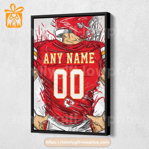 Personalize Your Kansas City Chiefs Jersey NFL Poster with Custom Name and Number – Premium Poster for Room