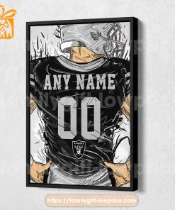 Personalize Your Las Vegas Raiders Jersey NFL Poster with Custom Name and Number – Premium Poster for Room