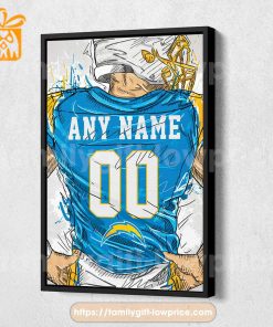 Personalize Your Los Angeles Chargers Jersey NFL Poster with Custom Name and Number – Premium Poster for Room