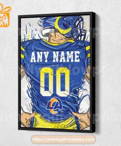 Personalize Your Los Angeles Rams Jersey NFL Poster with Custom Name and Number – Premium Poster for Room