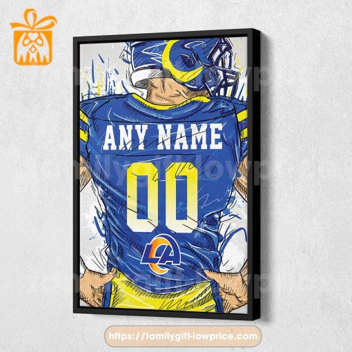 Personalize Your Los Angeles Rams Jersey NFL Poster with Custom Name and Number – Premium Poster for Room