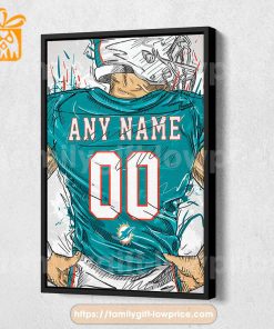 Personalize Your Miami Dolphins Jersey NFL Poster with Custom Name and Number – Premium Poster for Room