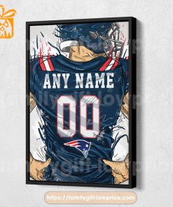 Personalize Your New England Patriots Jersey NFL Poster with Custom Name and Number – Premium Poster for Room
