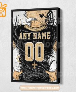 Personalize Your New Orleans Saints Jersey NFL Poster with Custom Name and Number – Premium Poster for Room