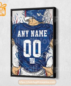 Personalize Your New York Giants Jersey NFL Poster with Custom Name and Number – Premium Poster for Room