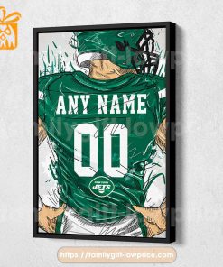 Personalize Your New York Jets Jersey NFL Poster with Custom Name and Number – Premium Poster for Room