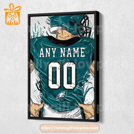 Personalize Your Philadelphia Eagles Jersey NFL Poster with Custom Name and Number – Premium Poster for Room