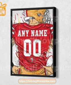 Personalize Your San Francisco 49ers Jersey NFL Poster with Custom Name and Number – Premium Poster for Room