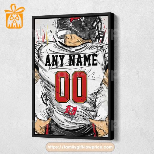 Personalize Your Tampa Bay Buccaneers Jersey NFL Poster with Custom Name and Number – Premium Poster for Room