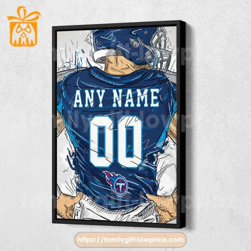 Personalize Your Tennessee Titans Jersey NFL Poster with Custom Name and Number – Premium Poster for Room