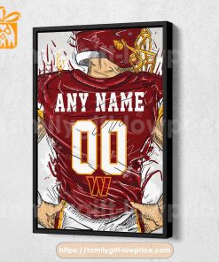 Personalize Your Washington Commanders Jersey NFL Poster with Custom Name and Number – Premium Poster for Room