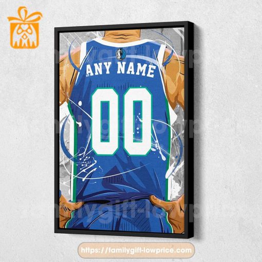 Personalize Your Dallas Mavericks Jersey NBA Poster with Custom Name and Number – Premium Poster for Room