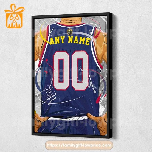 Personalize Your Denver Nuggets Jersey NBA Poster with Custom Name and Number – Premium Poster for Room