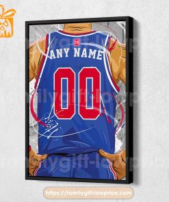 Personalize Your Detroit Pistons Jersey NBA Poster with Custom Name and Number – Premium Poster for Room