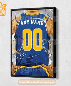 Personalize Your Golden State Warriors Jersey NBA Poster with Custom Name and Number - Premium Poster for Room