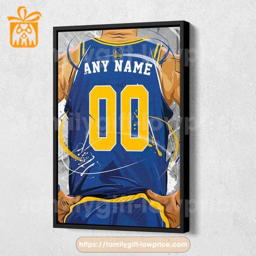 Personalize Your Golden State Warriors Jersey NBA Poster with Custom Name and Number – Premium Poster for Room