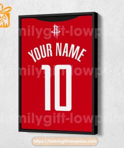 Personalize Your Houston Rockets Jersey NBA Poster with Custom Name and Number – Premium Poster for Room