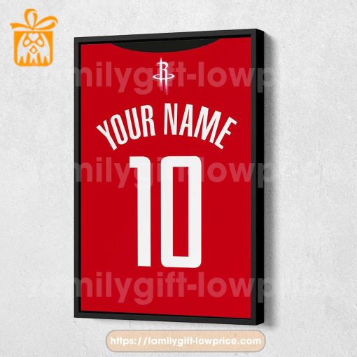 Personalize Your Houston Rockets Jersey NBA Poster with Custom Name and Number – Premium Poster for Room