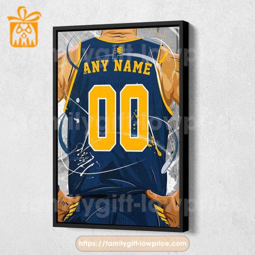 Personalize Your Indiana Pacers Jersey NBA Poster with Custom Name and Number – Premium Poster for Room