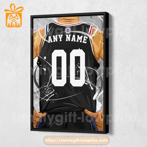 Personalize Your Los Angeles Clippers Jersey NBA Poster with Custom Name and Number – Premium Poster for Room