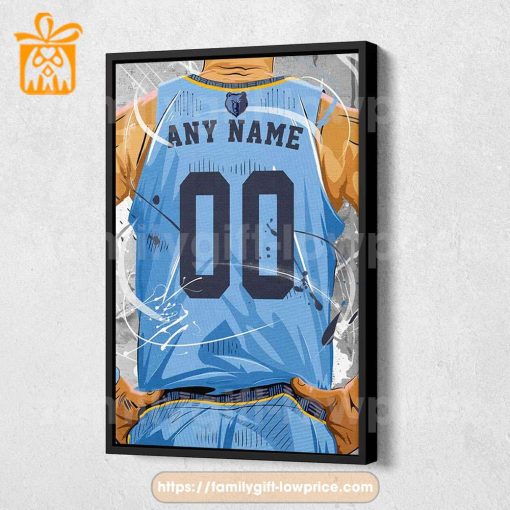 Personalize Your Memphis Grizzlies Jersey NBA Poster with Custom Name and Number – Premium Poster for Room