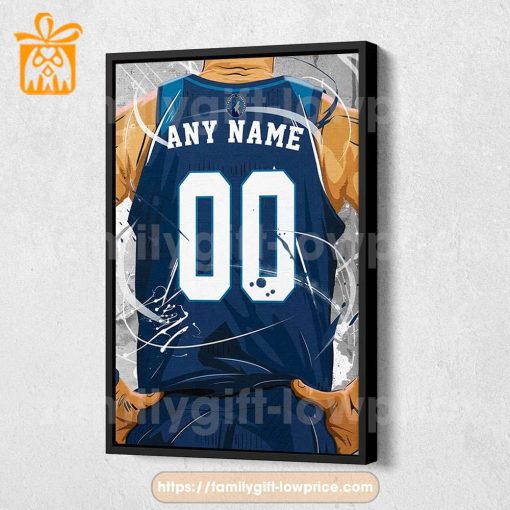 Personalize Your Minnesota Timberwolves Jersey NBA Poster with Custom Name and Number – Premium Poster for Room