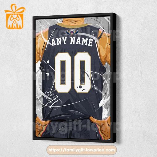 Personalize Your New Orleans Pelicans Jersey NBA Poster with Custom Name and Number – Premium Poster for Room